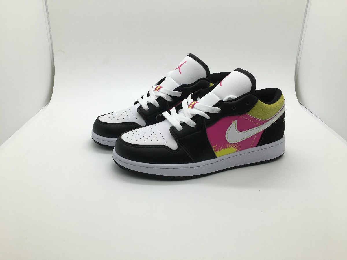 2020 Air Jordan 1 Low Black White Pink Yellow - Click Image to Close